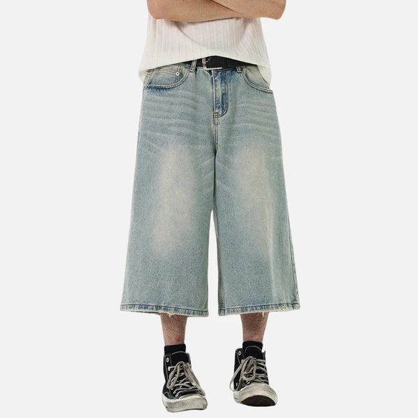 Metro Timeless Faded Rinse Wide Leg Denim Shorts