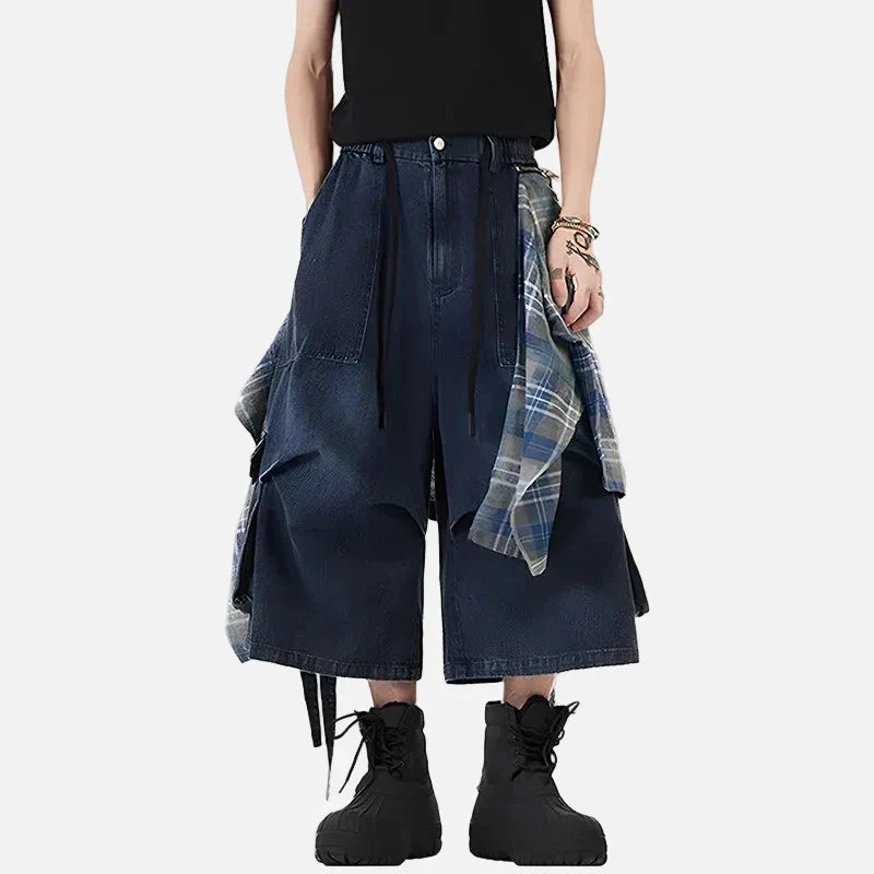 Ekose Jean Şort, önden görünüm — Navra Wear