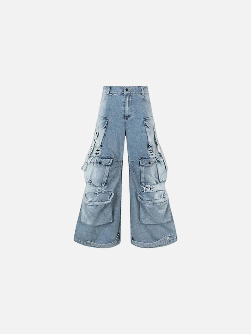 Yıkanmış Düşük Bel Jean Pantolon, önden görünüm — Navra Wear