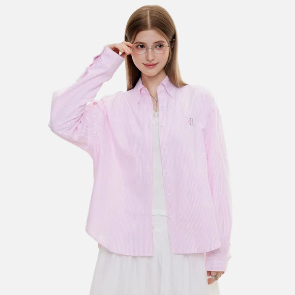 Satin Stripe Tapered Long Sleeve Shirt