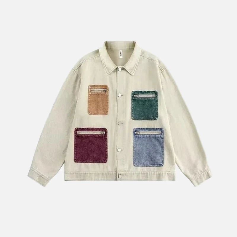 Trendy Western Multi-Pocket Denim Jacket