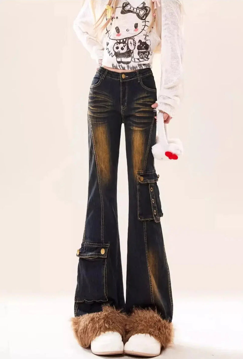 Heritage Mosaic Fringed High Waisted Denim