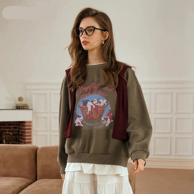 Warm Print Relaxed Sweatshirt