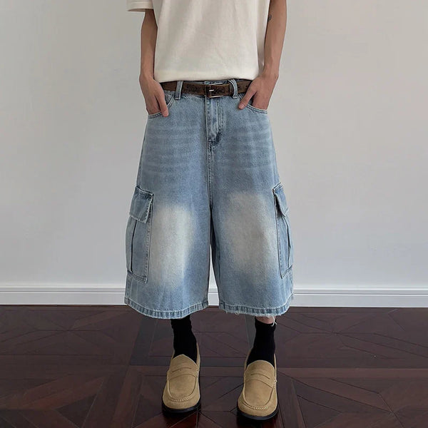 Style Meets Comfort Relaxed Straight Utility Denim Shorts
