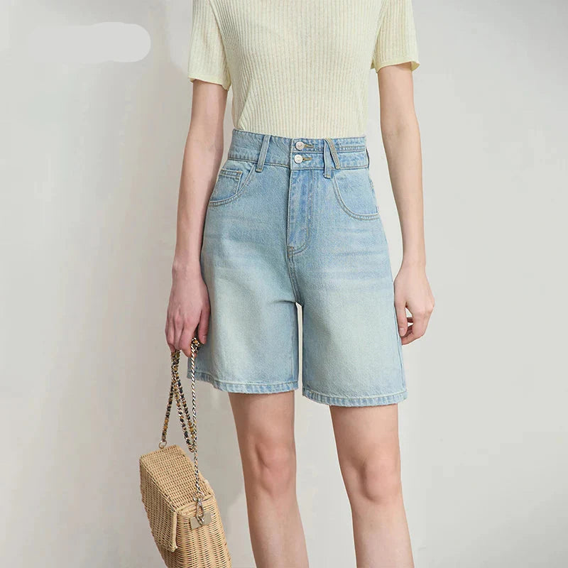 Clean Break Distressed Denim Shorts