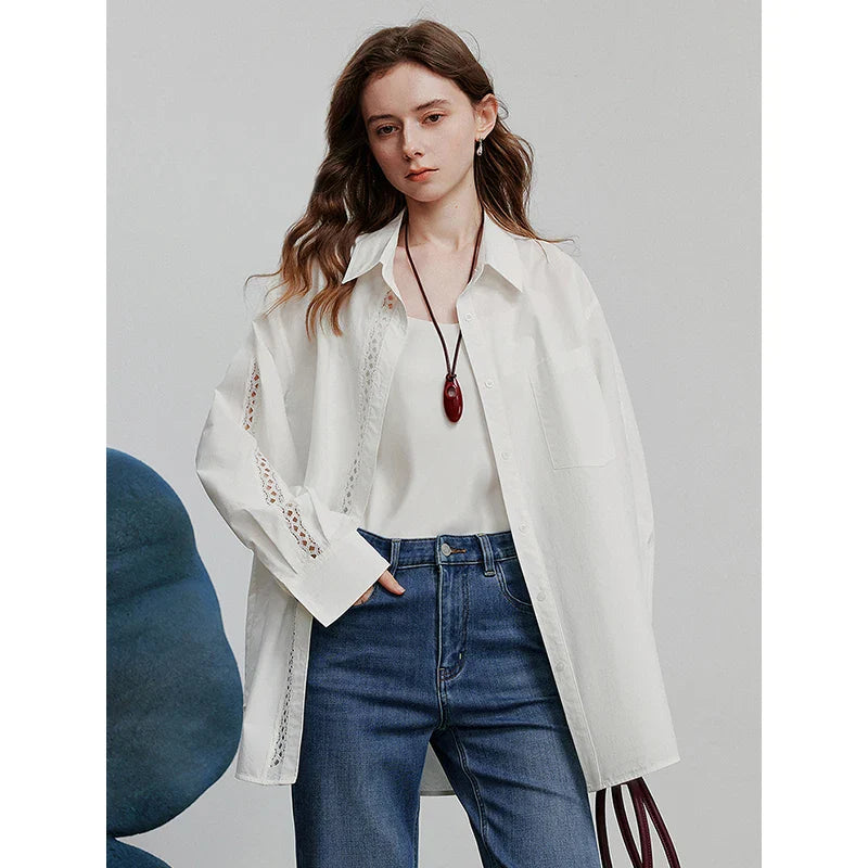 Fresh Spring Lace-Trim Blouse