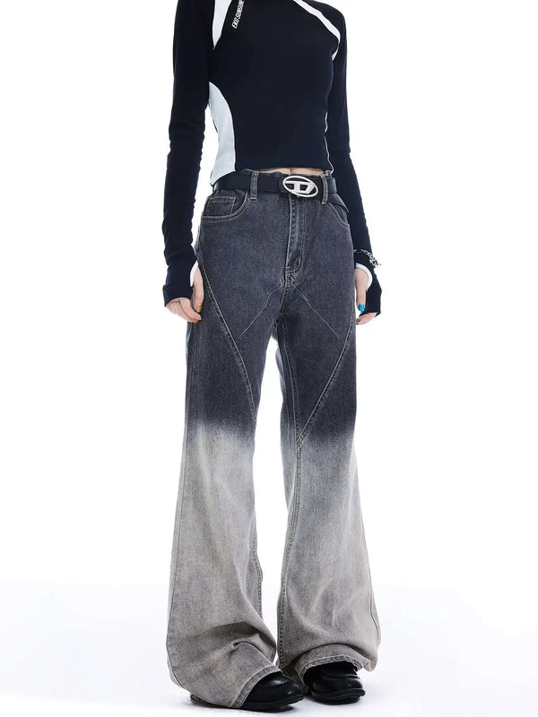 Ombre Color Mosaic Bootcut Denim