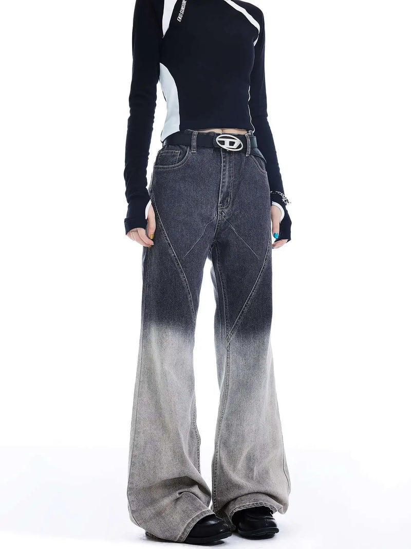 Ombre Color Mosaic Bootcut Denim