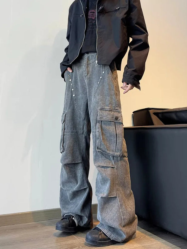 2000s Metro Heritage Cyber Gray Pintuck Relaxed Denim