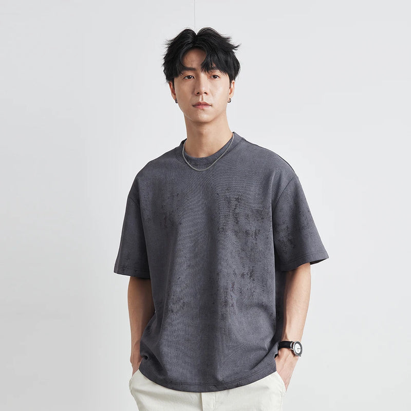 Oversize Bisiklet Yaka Tişört, önden görünüm — Navra Wear