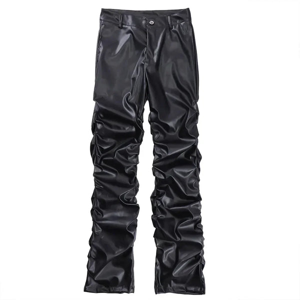 Moto Pleat Leather Trousers