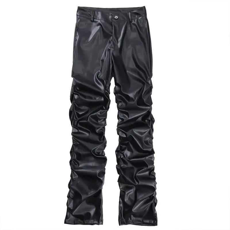 Moto Pleat Leather Trousers