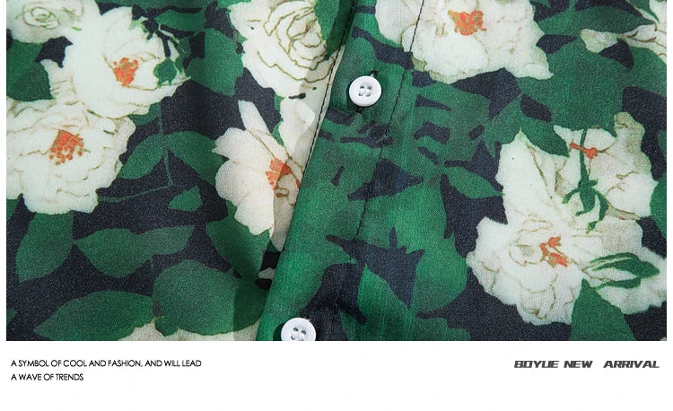 Vintage Çiçek Desenli Gömlek, model üzerinde — Navra Wear