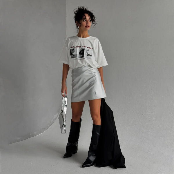 Soft Touch Letter Print Visual T-Shirt