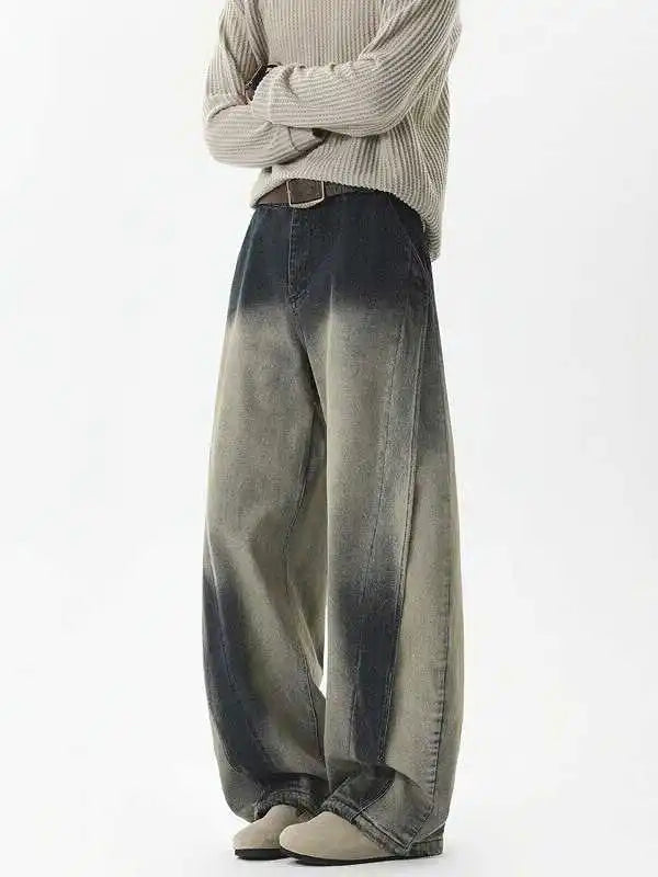 Blue Relaxed High Waisted Wide Legg Denim