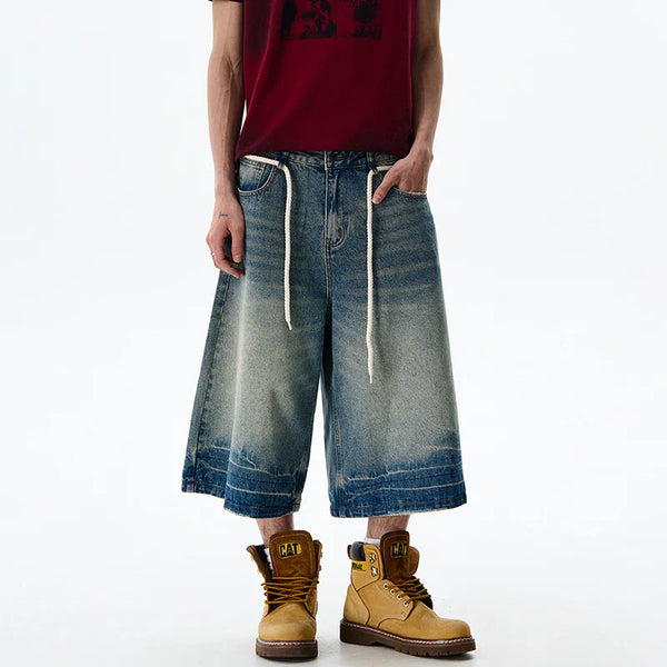 Heritage Relaxed Wide Leg Cropped Denim Shorts