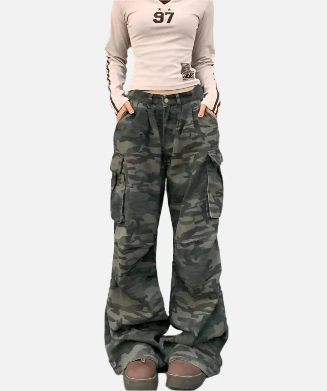 Model wearing the army green Ranger's Cargo Jeans