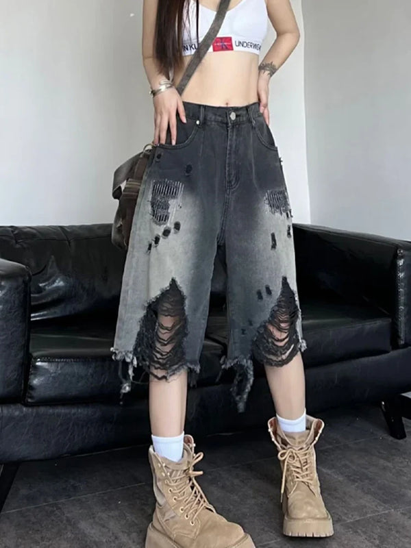 Women Western Style Timeless Ombre Denim Shorts