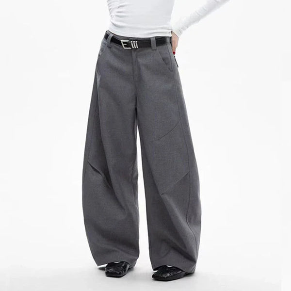Curved Hem Solid Trousers
