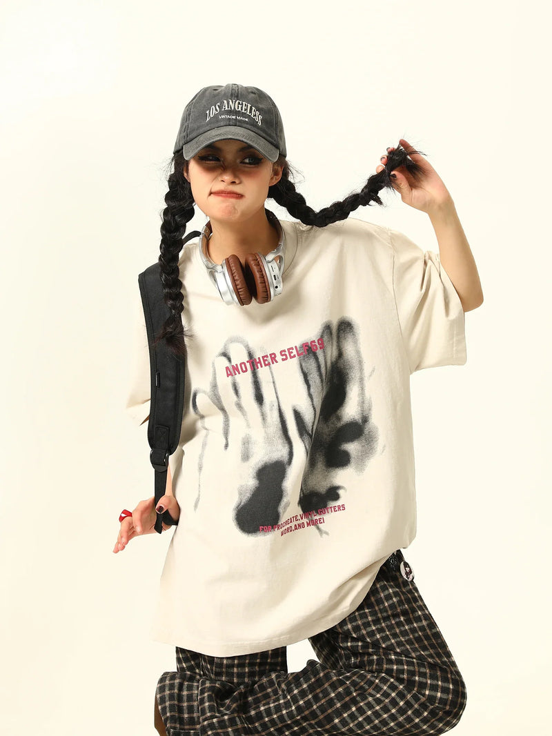 Irregular Print Old School Short-Sleeved T-Shirt