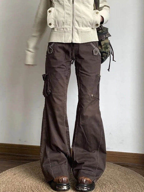 Brown Slim Bell Utility Denim