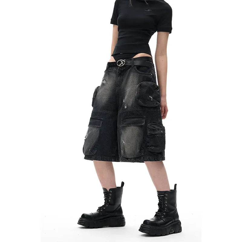 Metro Casual High-Rise Black Heritage Denim Shorts