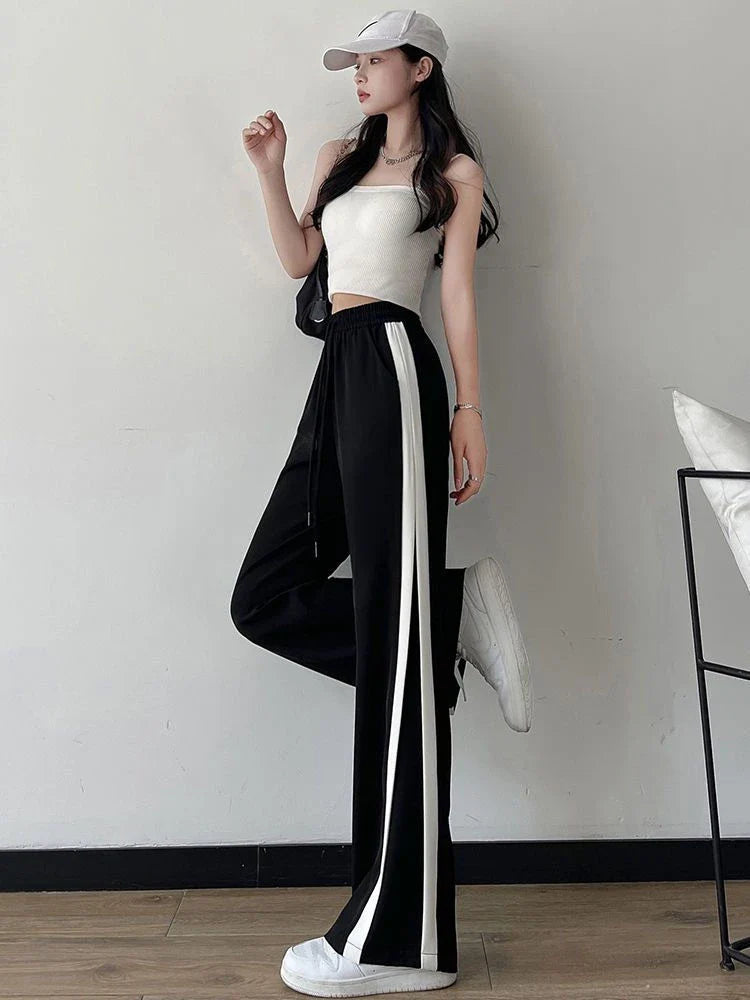 Stripe Panel Loose Trousers
