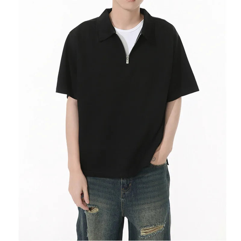 Zip Half Minimalist Versatile T-Shirt
