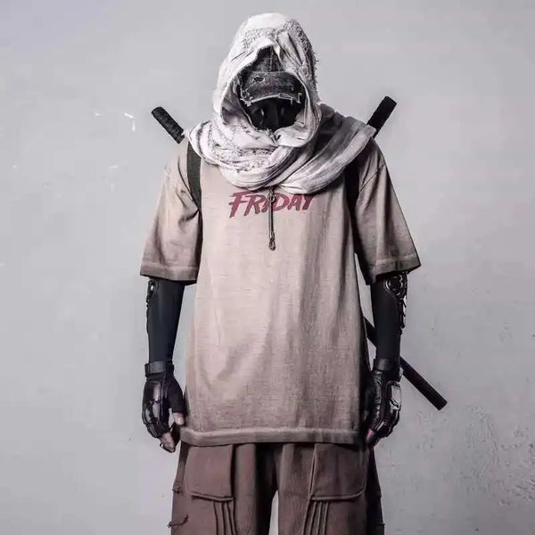 Dirty Faded-Wash Renegade Style Tactical T-Shirt