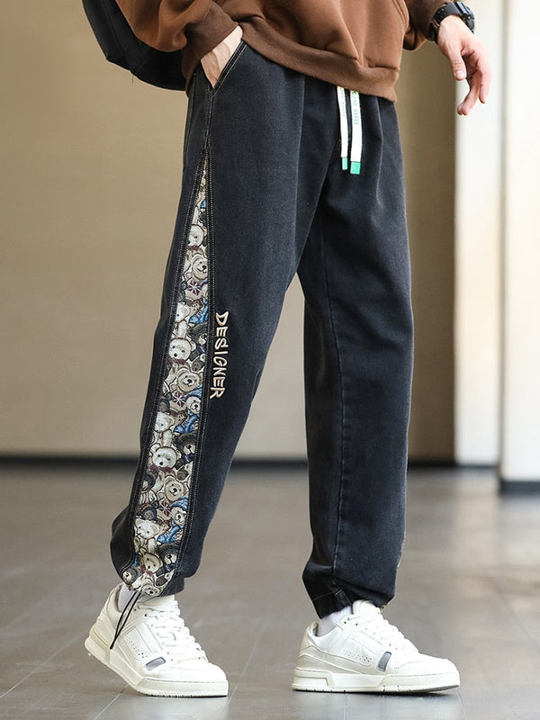 Relaxed Bear Mosaic Denim Trousers