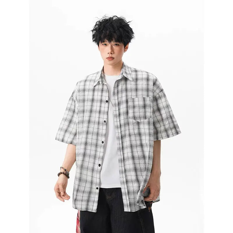 Oversize Ekose Günlük Gömlek, önden görünüm — Navra Wear