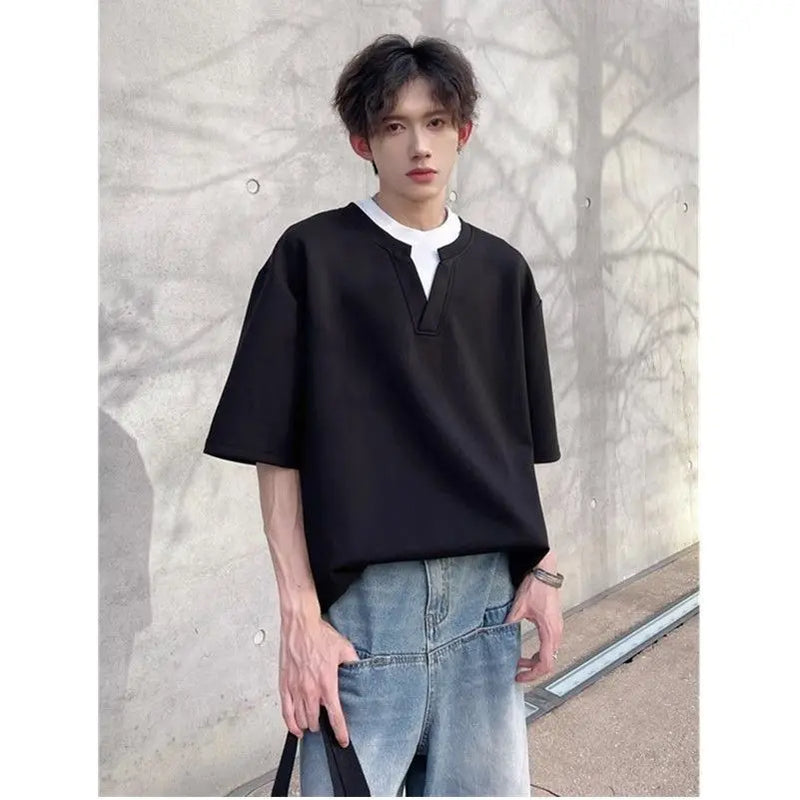 Oversize Basic Tişört, detay görünüm — Navra Wear