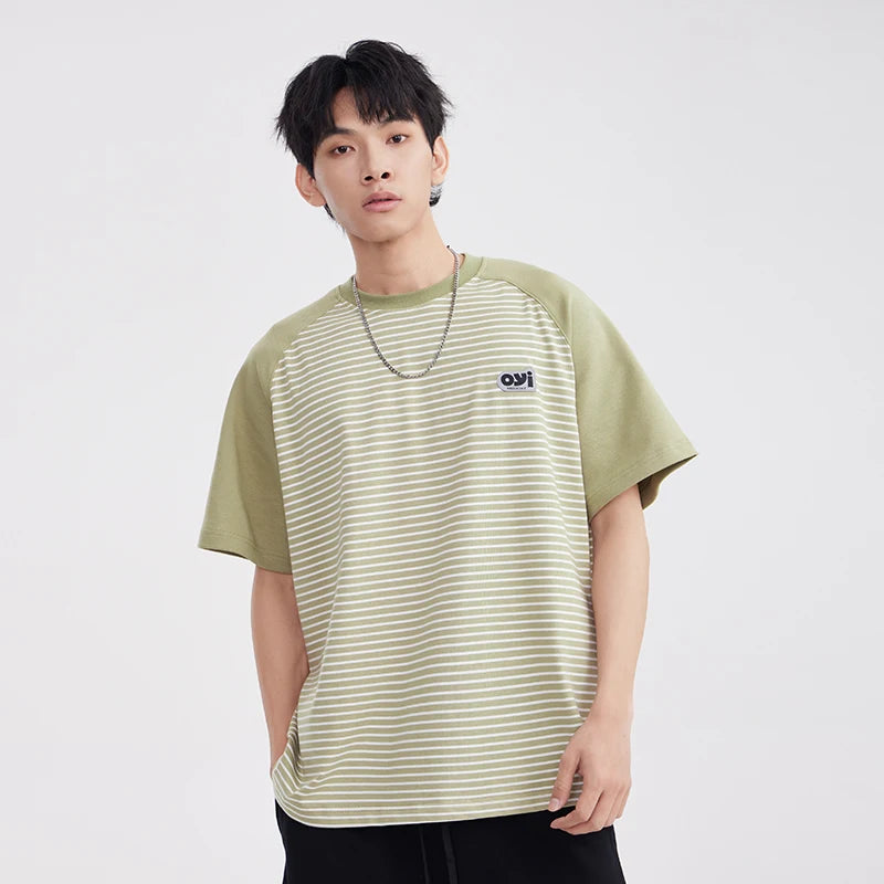 Çizgili Oversize Tişört, önden görünüm — Navra Wear
