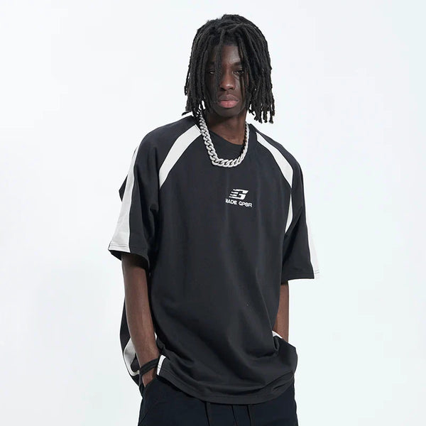 Sporty Mosaic Boxy-Fit Hip Hop T-Shirt