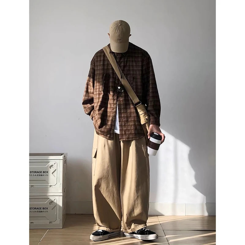 Oversize Ekose Gömlek, önden görünüm — Navra Wear