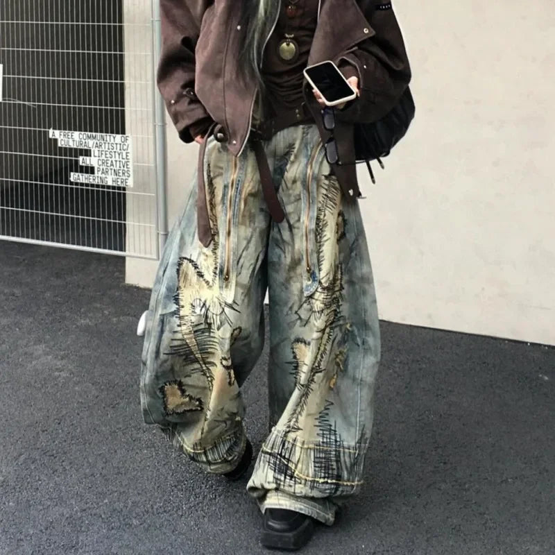 Oversized Western Style Stitched Denim