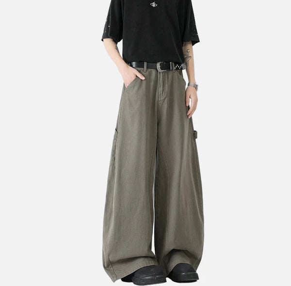Heavy-Duty Oversized Tan Field Wide Leg Jeans