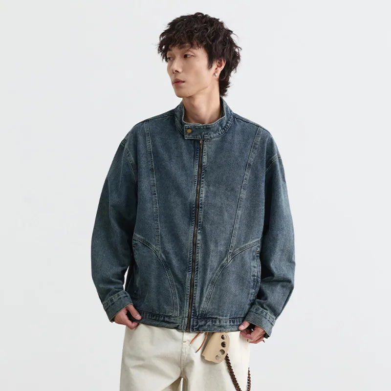 Chic Washed Zip Urban Beat Denim Jacket