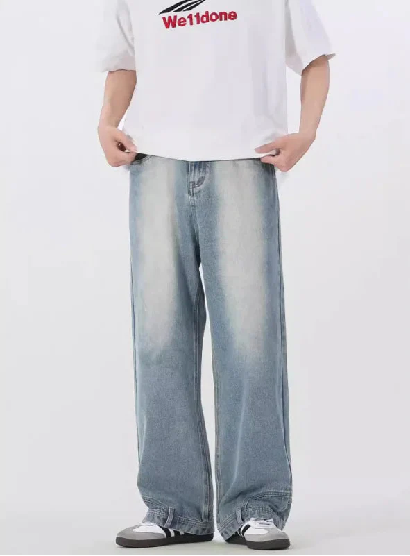 Chic Oversized Blue Bell Leg Relaxed Denim