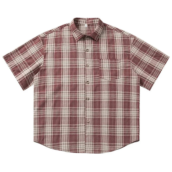 Mens Plaid Easy Short Sleeve Summer Top