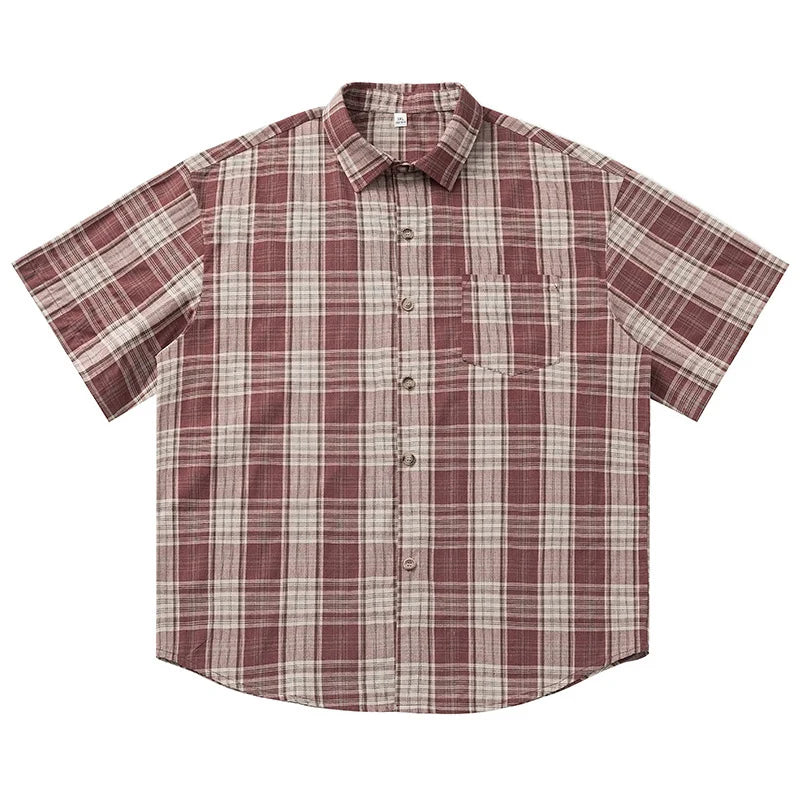 Ekose Kısa Kollu Gömlek, önden görünüm — Navra Wear