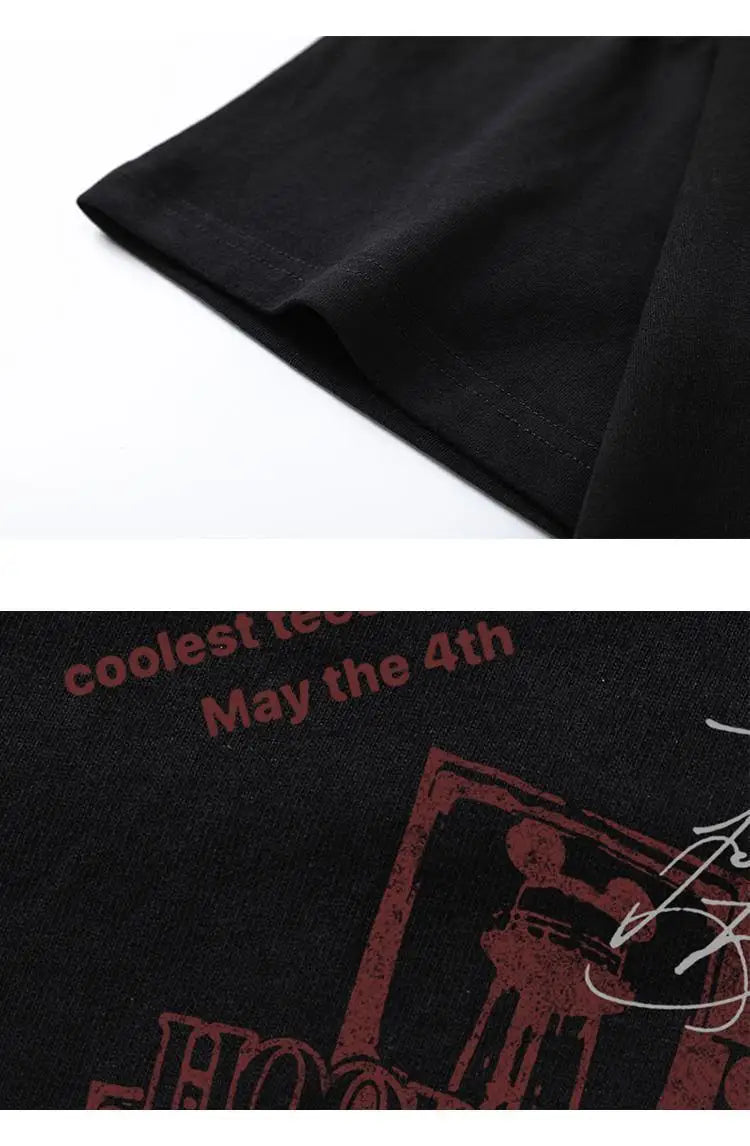 Gotik Baskılı Tişört, model üzerinde — Navra Wear