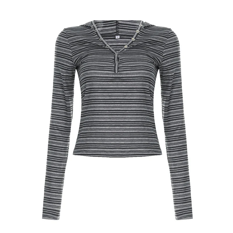 Fitted Striped Long Sleeve Sweatshirt