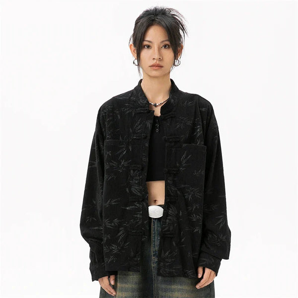 Qipao-Inspired Luxury Print Long Top