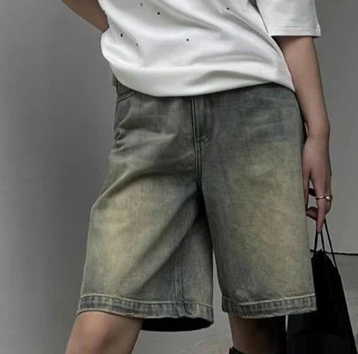 City High-Rise Denim Shorts