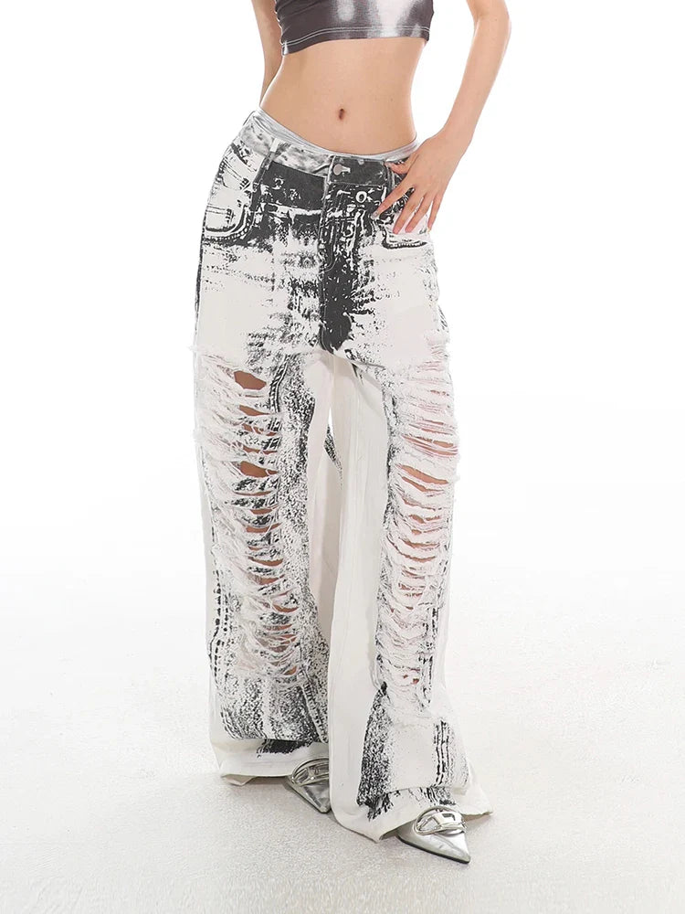 White Torn Relaxed Denim