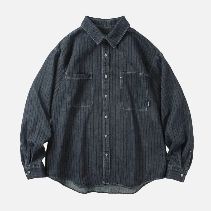Shadow Stripe Boxy Long Sleeve Shirt