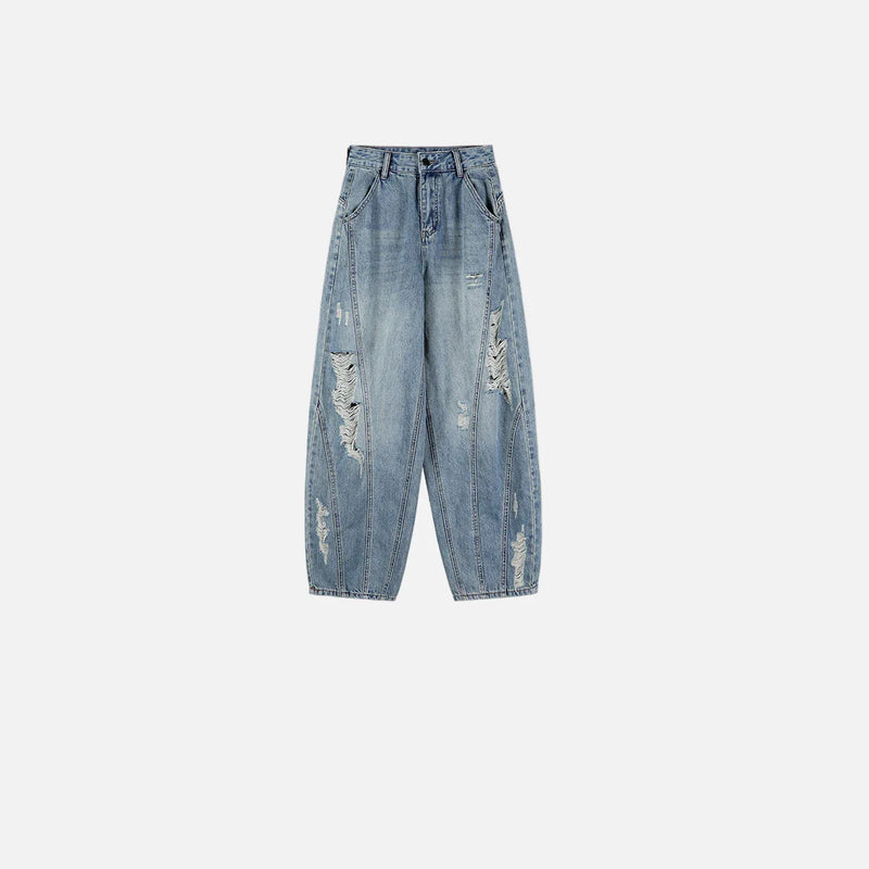 Durable Faded High-Rise Bell Leg Denim