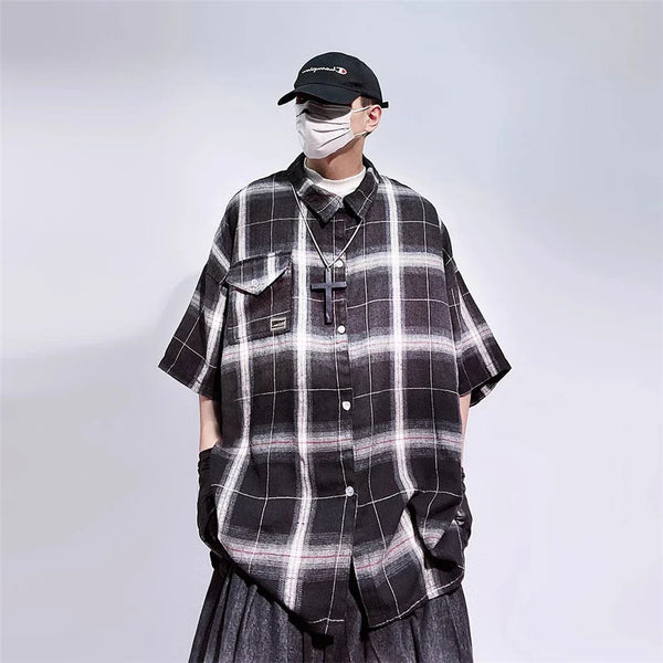 Ombre Plaid Cargo Hip Vintage Top