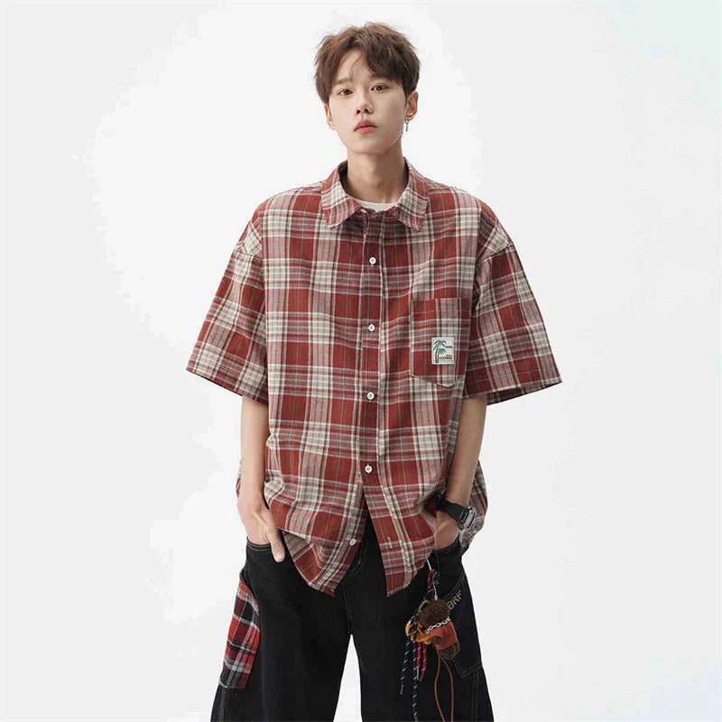 Patch Pocket Plaid Retro Short Top